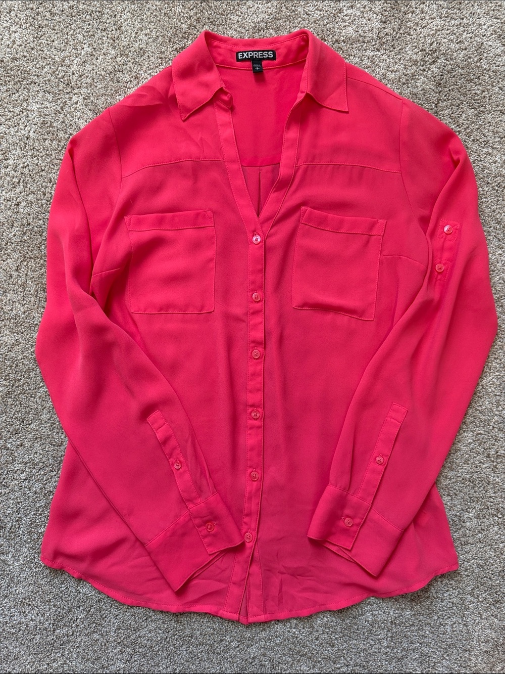 Express Women's Button-Down Shirt in Hot Pink